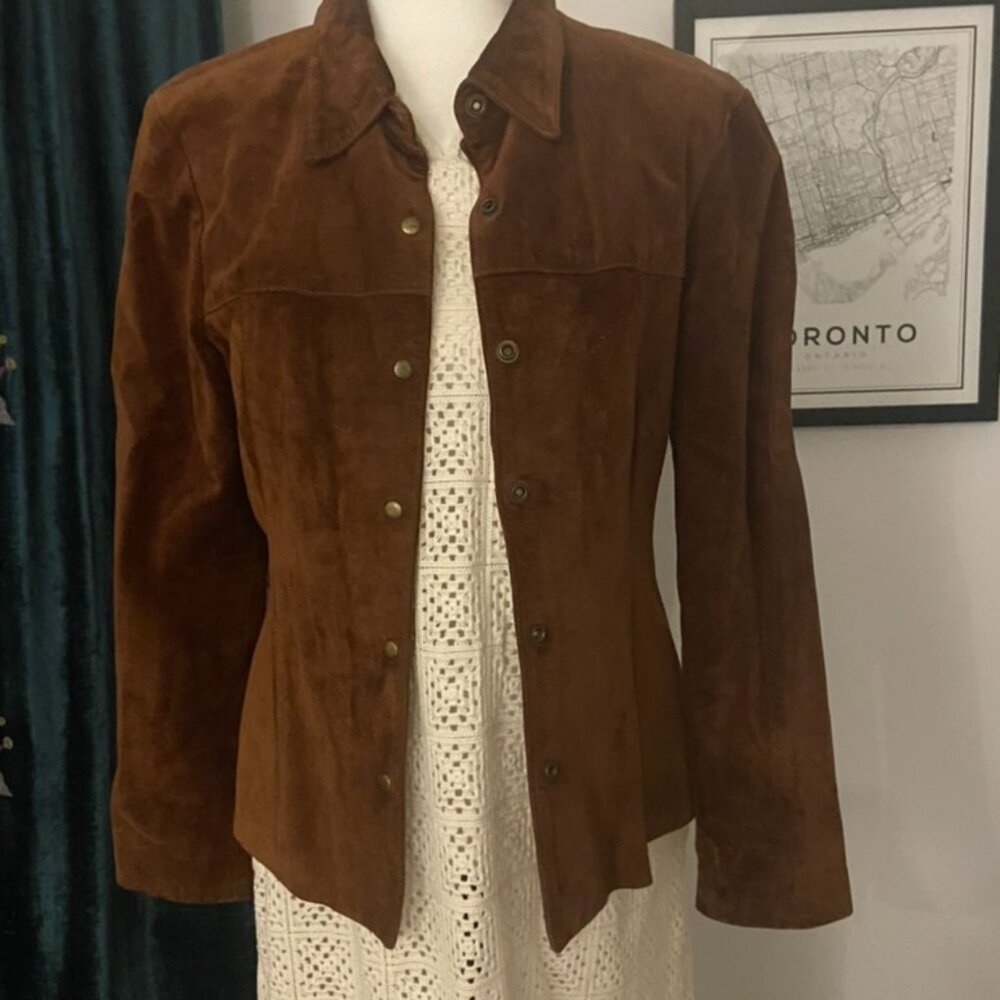 Suede Shirt Jacket with Snaps